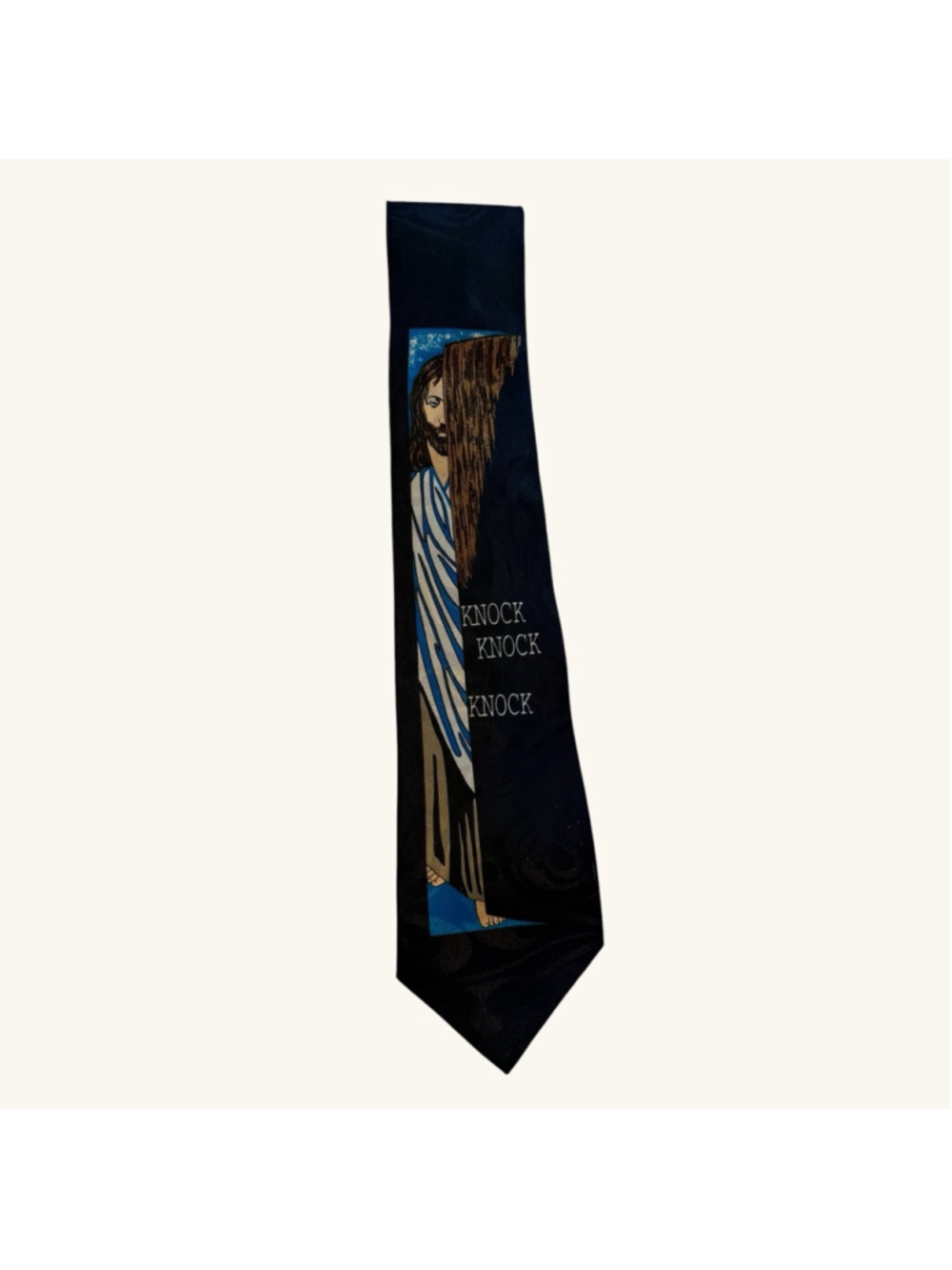 Steven Harris Handmade Christian Necktie Jesus Knock Knock Novelty Tie Black